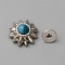 Zinc Alloy Buttons, with Synthetic Turquoise and Iron Screws, for Purse, Bags, Leather Crafts Decoration, Chrysanthemum, Deep Sky Blue, 13x6mm, Hole: 2.5mm