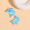 Handmade Lampwork Pendants, Dolphin Charms, Light Sky Blue, 31mm