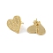 Ion Plating(IP) 304 Stainless Steel Stud Earrings Finding for Women, Heart, Real 18K Gold Plated, 25x16.5mm, Pin: 0.5x11mm