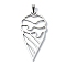 Non-Tarnish 304 Stainless Steel Pendants, Laser Cut, Ice-cream Charms, Stainless Steel Color, 45x22x1mm, Hole: 6x3mm