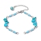 Synthetic Turquoise Chips & Handmade Seed Beads Bracelet Making, with 304 Stainless Steel Ends Chains, 7 inch(17.9cm)