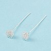 Brass Micro Pave Clear Cubic Zirconia Flower Head Pins KK-G413-02S-3