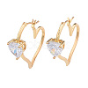 Cubic Zirconia Heart Hoop Earrings EJEW-N011-76-2