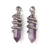 Natural Amethyst Double Terminal Pointed Pendants G-C051-02C-2