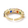 Colorful Cubic Zirconia Open Cuff Ring RJEW-I093-03LG-4