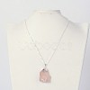 Natural Bezel Raw Rough Gemstone Rose Quartz Pendant Necklaces NJEW-JN01110-5