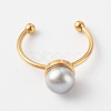 Shell Pearl Round Beads Cuff Rings RJEW-JR00375-4
