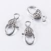 Tibetan Style Alloy Lobster Claw Clasps Rhinestone Settings TIBE-T002-22AS-RS-1