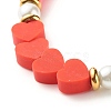 Heart Beads Stretch Bracelet for Girl Women BJEW-JB07183-6