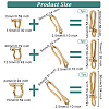   3Pcs 3 Styles U-Shaped Brass Key Hook Shanckle Clasps KK-PH0004-98-3