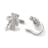 Bear & Star Brass Micro Pave Cubic Zirconia Cuff Earrings for Women EJEW-E310-18P-2