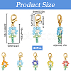 SUNNYCLUE 30Pcs Dyed Synthetic Turquoise & Glass Seed Beaded Flower Pendant Locking Stitch Markers HJEW-SC0001-55-2