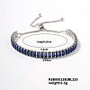 Brass Capri Blue Rhinestone Box Chain Slider Bracelets for Women TG7650-6-1