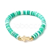 Polymer Clay Heishi Beads Stretch Bracelet for Women BJEW-JB07207-05-1