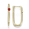 Brass Enamel Huggie Hoop Earrings EJEW-N011-33-NF-4