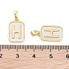 Brass Pave Natural Shell Rectangle Pendants KK-C051-25G-3