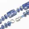 Natural Blue Spot Jasper Beaded Necklaces NJEW-S395-03-2