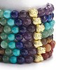 7Pcs 7 Style Natural & Synthetic Mixed Gemstone Stretch Bracelets Set with Alloy Buddha Head Beaded BJEW-JB08783-5