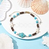 Starfish & Tortoise Synthetic Turquoise Braided Bead Anklets AJEW-AN00564-02-2