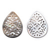 Hollow Natural Black Lip Shell Teardrop Pendants SSHEL-P004-15B-2