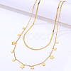 Stainless Steel Cable & Herringbone Chains Double Layer Necklaces SB7965-3