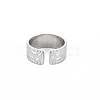 Non-Tarnish 304 Stainless Steel Hammered Flat Open Cuff Ring for Women RJEW-S405-208P-2