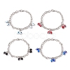 Synthetic Gemstone Evil Eye Charm Bracelet BJEW-F431-09P-1