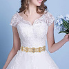 Brass Flower Bridal Belt with Glass Rhinestones for Wedding Dress AJEW-WH0455-005A-6