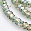 Half Rainbow Plated Faceted Rondelle Electroplate Glass Beads Strands GLAA-A024C-HR01-1