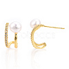 Natural Pearl Stud Earrings with Cubic Zirconia PEAR-N017-06C-3