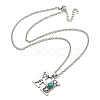 Letter A~Z Antique Silver Plated Alloy with Synthetic Turquoise Pendant Necklaces NJEW-G080-01H-3