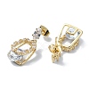 Rectangle Brass Micro Pave Cubic Zirconia Dangle Stud Earrings EJEW-D098-15G-2