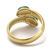 Green Natural Dyed Jade Snake Open Cuff Ring RJEW-C036-01B-G-3