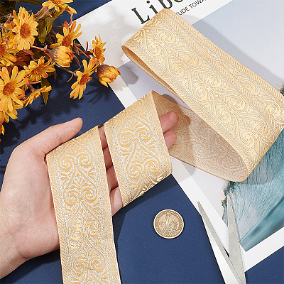 Polyester Jacquard Flower Ribbon SENE-WH0003-13B-1