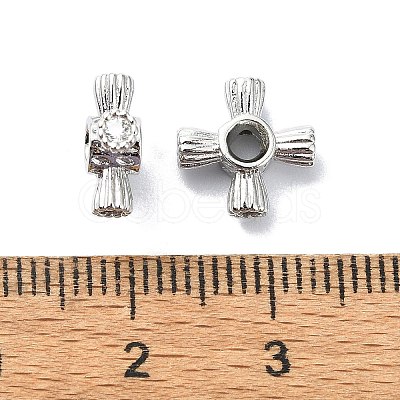 Rack Plating Brass Micro Pave Clear Cubic Zirconia Beads KK-U014-10B-P-1