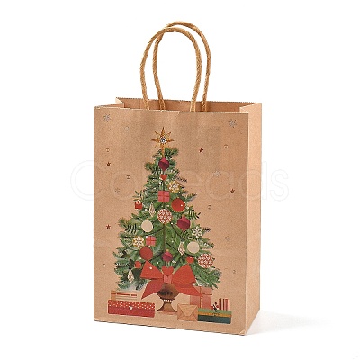 Christmas Theme Printed Kraft Paper Bags with Handles ABAG-M008-08A-1