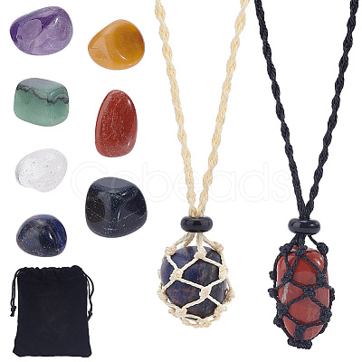 PandaHall Elite DIY Gemstone Braided Pendant Necklace Making Kit DIY-PH0009-93-1