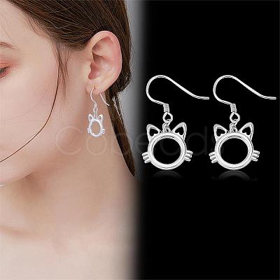 Anti-Tarnish Women Cat Stud Earrings Simple Dangle Earrings Cute Animal Kitten Cat Face Earrings Rhodium Plated Sterling Silver Earrings Stud Jewelry Gift for Lovers Women Birthday Christmas JE1073A-1