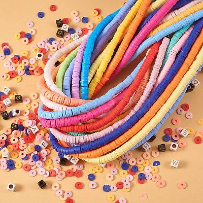 Flat Round Handmade Polymer Clay Beads CLAY-SZ0001-70-1