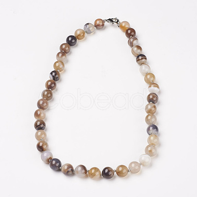 Natural Dyed Agate Beads Necklaces NJEW-F139-8mm-15-1