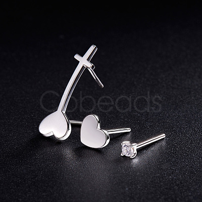 SHEGRACE Trendy Rhodium Plated 925 Sterling Silver Hearts Stud Earrings JE264A-1