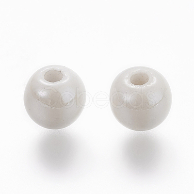 Pearlized Handmade Porcelain Round Beads X-PORC-S489-6mm-01-1