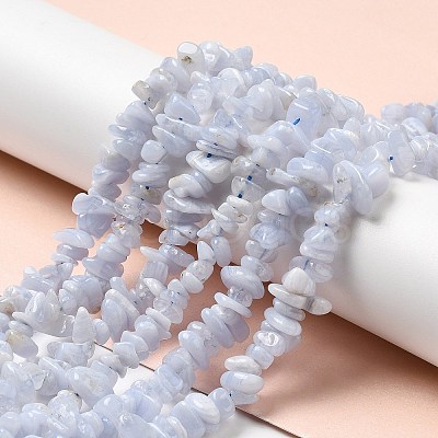 Natural Blue Lace Agate Chip Beads Strands X-G-E271-73-01-1