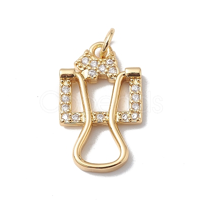 Rack Plating Brass Micro Pave Clear Cubic Zirconia Pendants KK-H434-36G-1