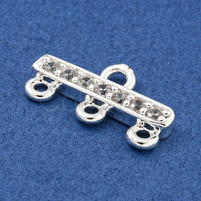 Rack Plating Brass Micro Pave Clear Cubic Zirconia Rectangle Chandelier Component Links KKB-L215-037S-1