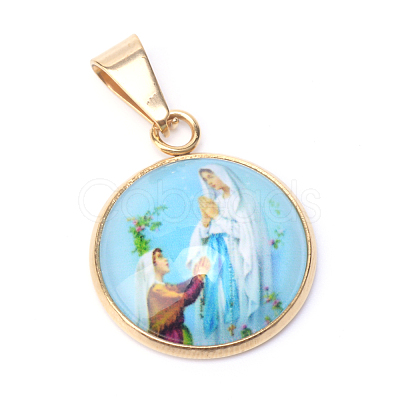 Virgin Mary Theme Glass Pendants X-GLAA-R186-G-1