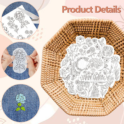 4 Sheets 11.6x8.2 Inch Stick and Stitch Embroidery Patterns DIY-WH0455-156-1