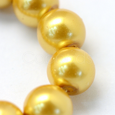 Baking Painted Pearlized Glass Pearl Round Bead Strands HY-Q003-10mm-31-1