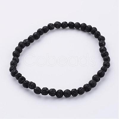 Natural Lava Rock Beaded Stretch Bracelets BJEW-JB02459-08-1