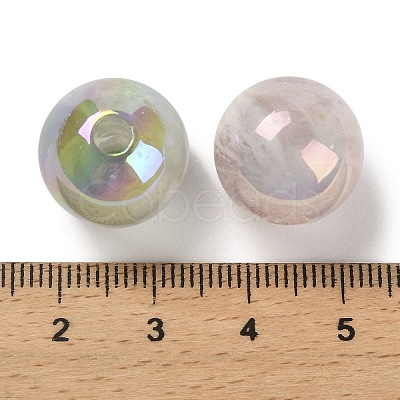 Round UV Plating Luminous Rainbow Iridescent Acrylic Beads LACR-R001-10A-1